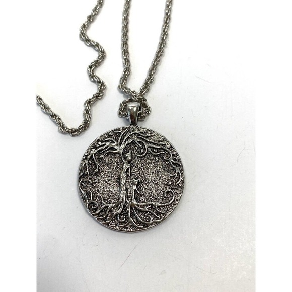 Necklace Tree of Life Mother Child Silver Tone Whimsical - Picture 2 of 5